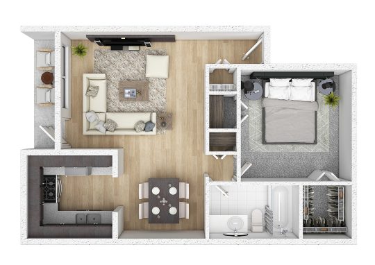 a floor plan of a two bedroom apartment at The Gateway Apartments